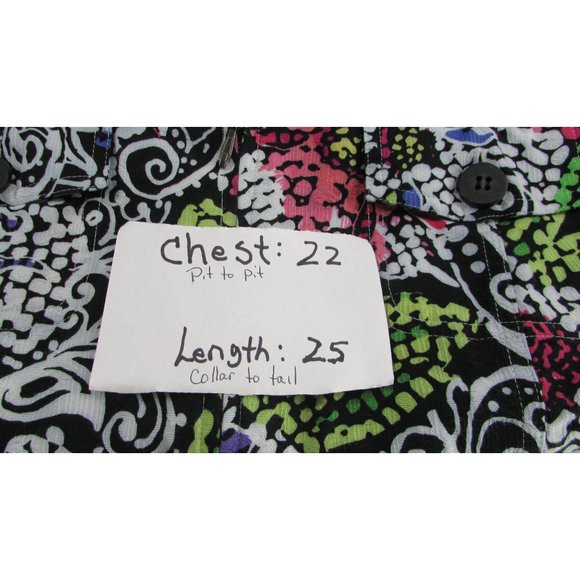 Coldwater Creek Jacket 1X Black Green Pink zip front Pockets Cotton - Picture 8 of 8